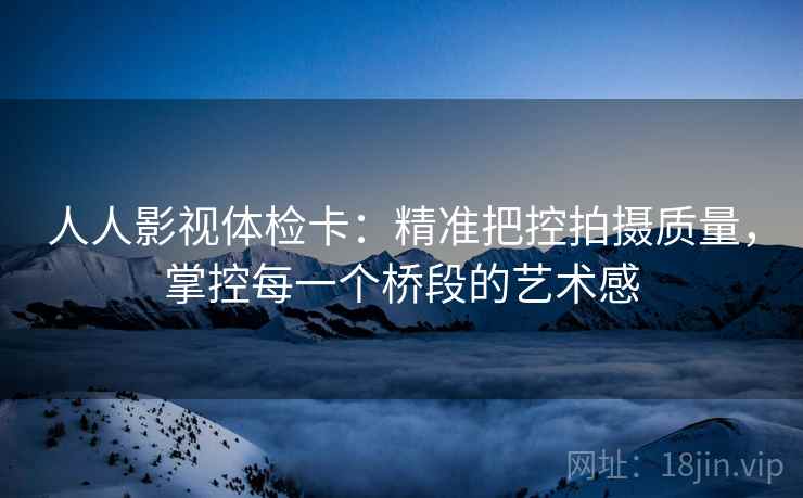 人人影视体检卡:精准把控拍摄质量,掌控每一个桥段的艺术感